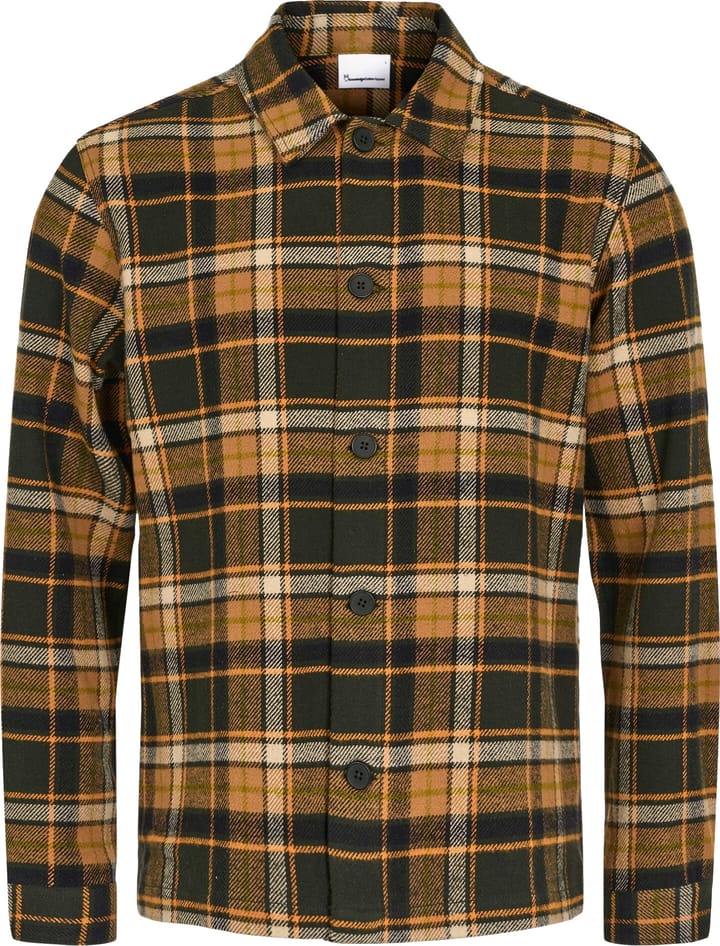 Knowledge Cotton Apparel Men's Big Checked Heavy Flannel Overshirt Forrest Night Knowledge Cotton Apparel