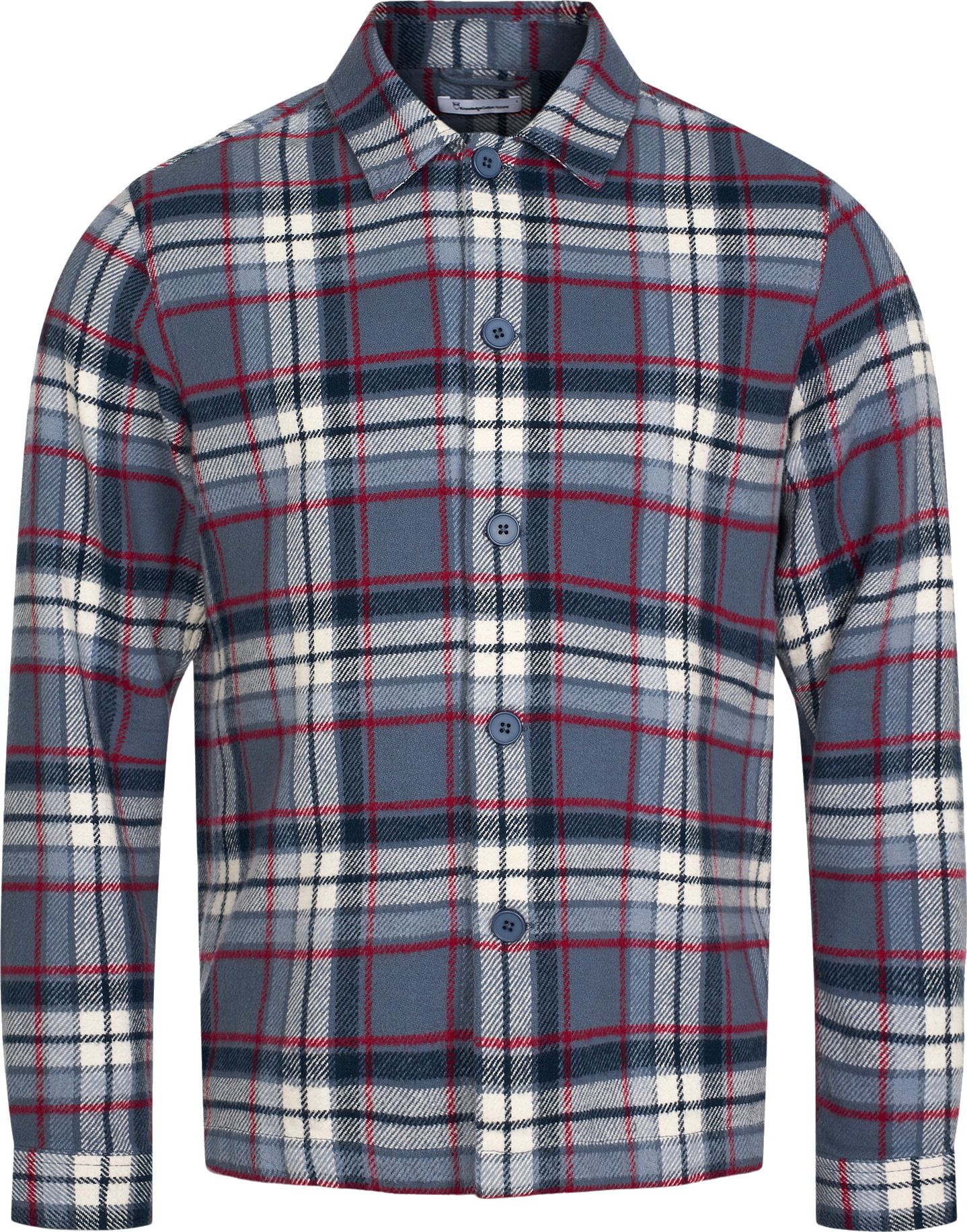 Knowledge Cotton Apparel Men's Big Checked Heavy Flannel Overshirt China Blue