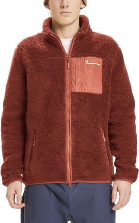 Knowledge Cotton Apparel Men’s Elm Teddy Fleece Zip Sweat Rust