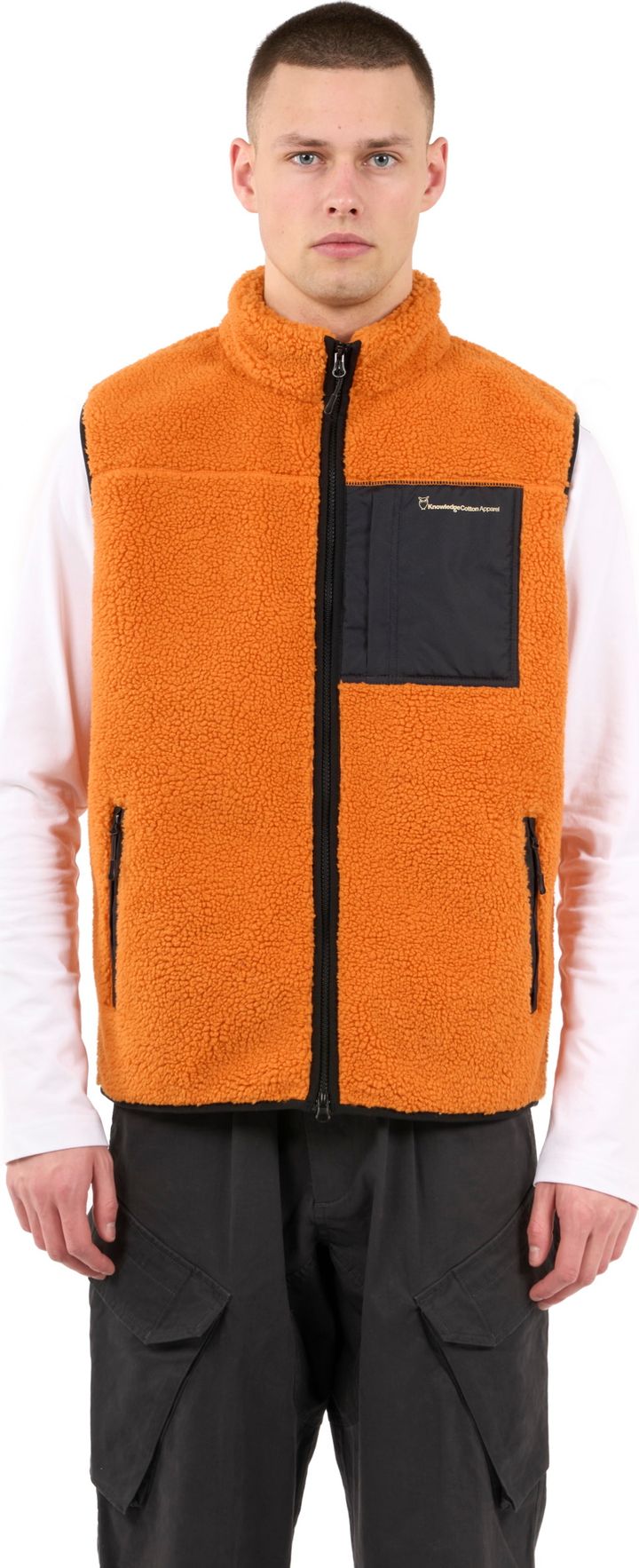 Knowledge Cotton Apparel Men s Teddy Fleece Vest Desert Sun