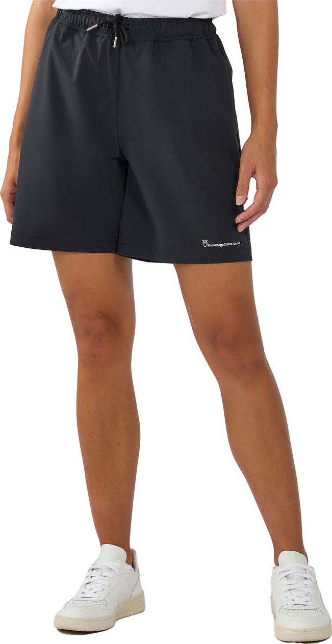 Knowledge Cotton Apparel Women’s Stretch Ribstop Elastic Waist Shorts Black Jet