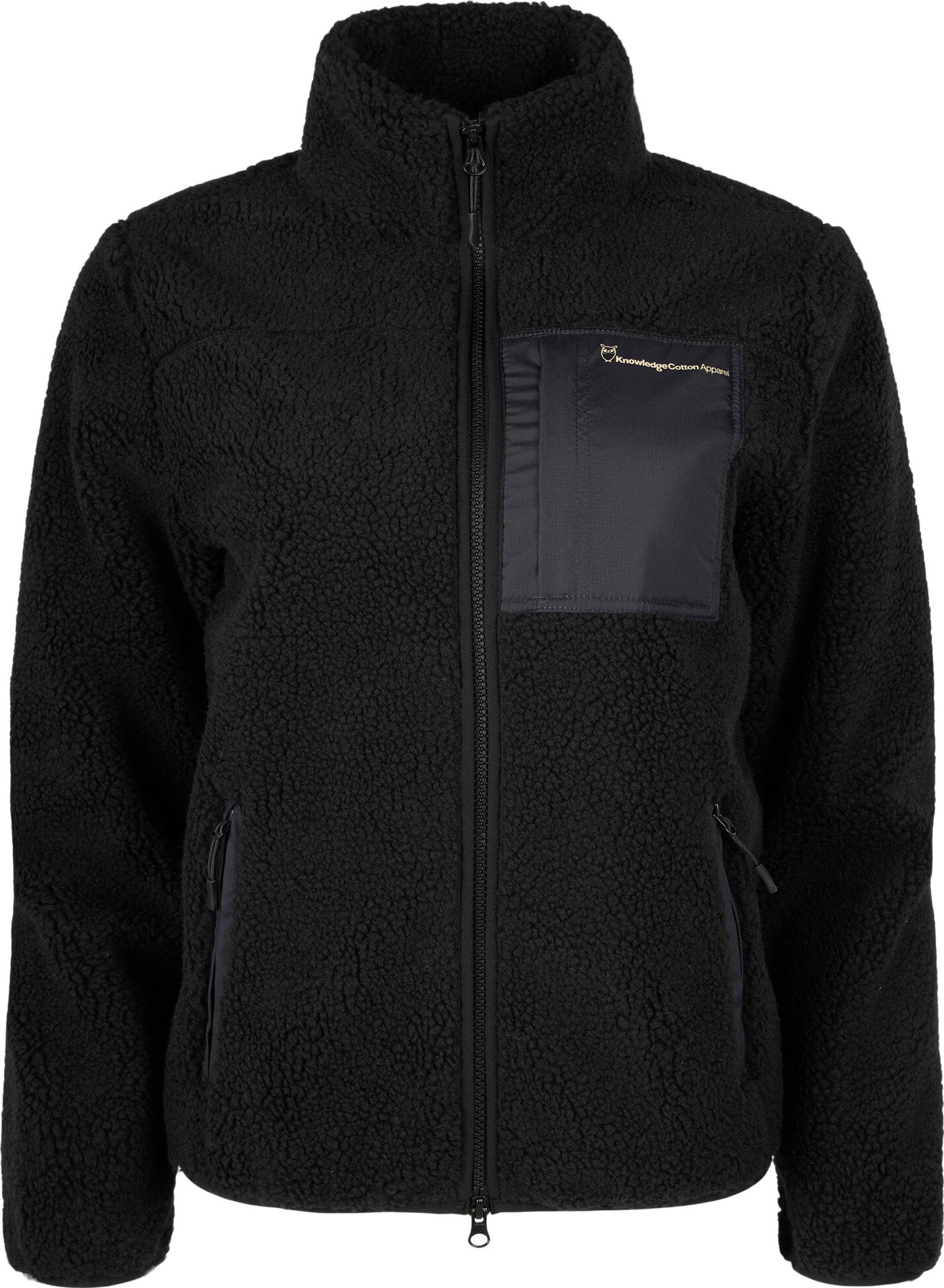 Knowledge Cotton Apparel Women’s Teddy High Neck Zip Jacket Black Jet