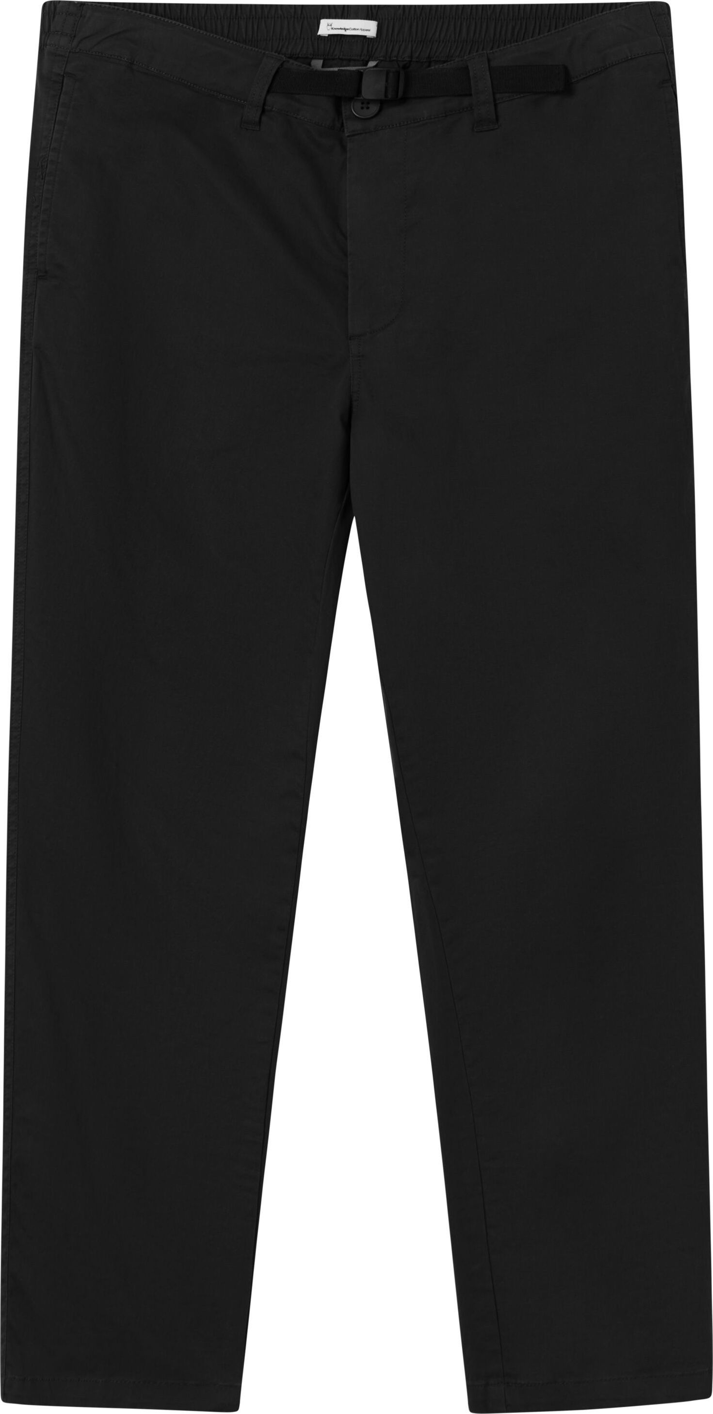 Knowledge Cotton Apparel Men’s Regular Twill Pant Belt Details Black Jet