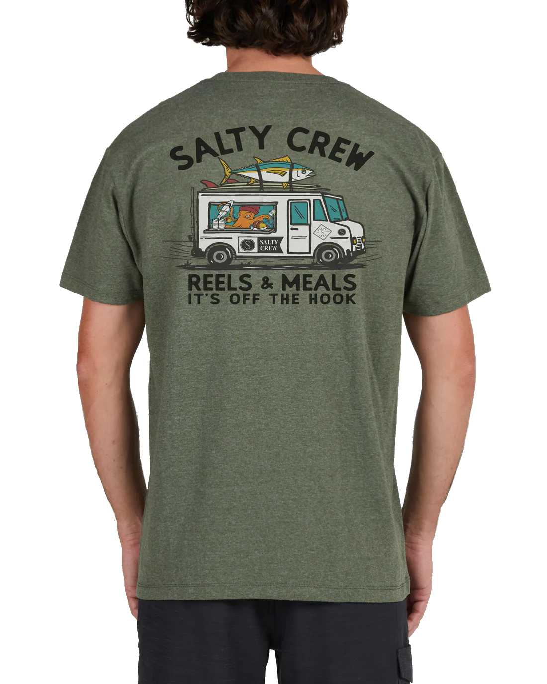 Salty Crew Men’s Reels & Meals Premium S/S Tee Forest Heather