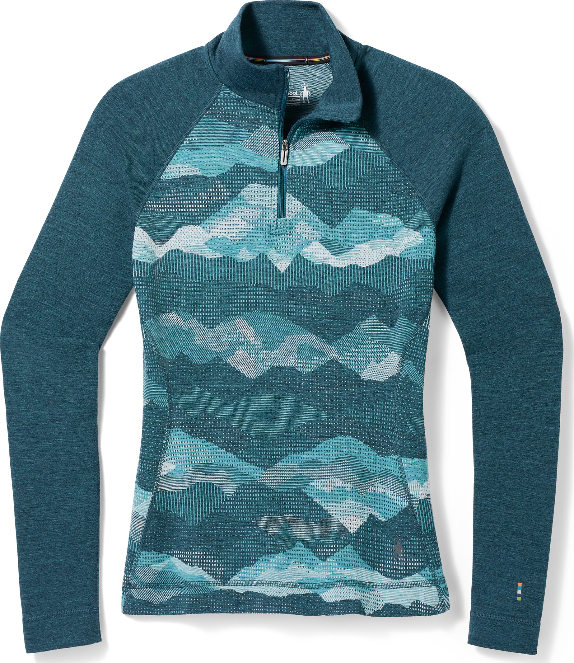 Smartwool Women’s Classic Thermal Merino Base Layer 1/4 Zip Boxed Twilight Blue Mtn Scape