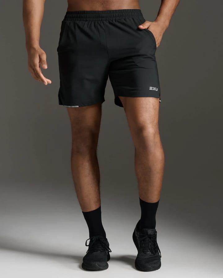 2XU Men's Aero 7 Inch Shorts Black/Silver Reflective 2XU