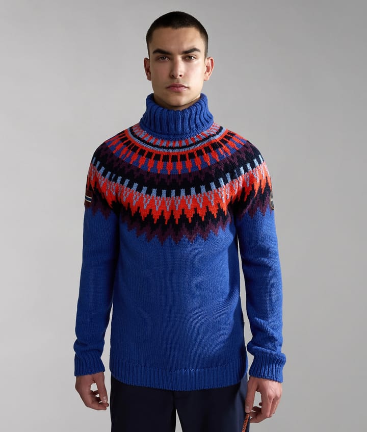 Napapijri Men's Nathaniel Turtleneck Jumper Blue Jacquard Napapijri