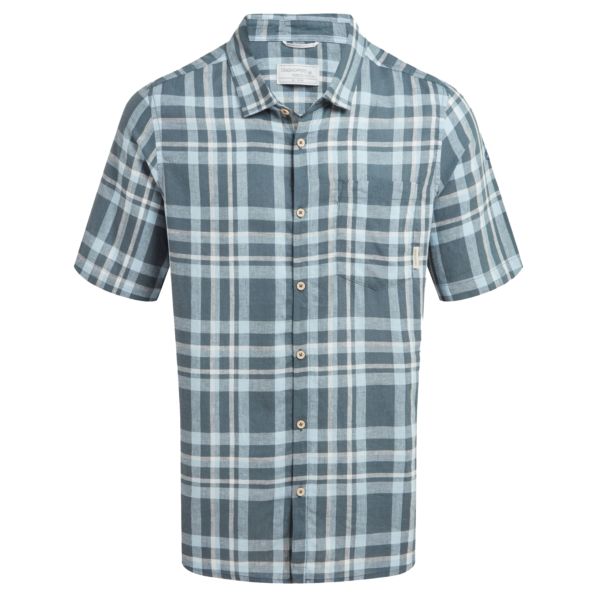 Craghoppers Men’s Cartwright Short Sleeved Shirt Blue Stone Check