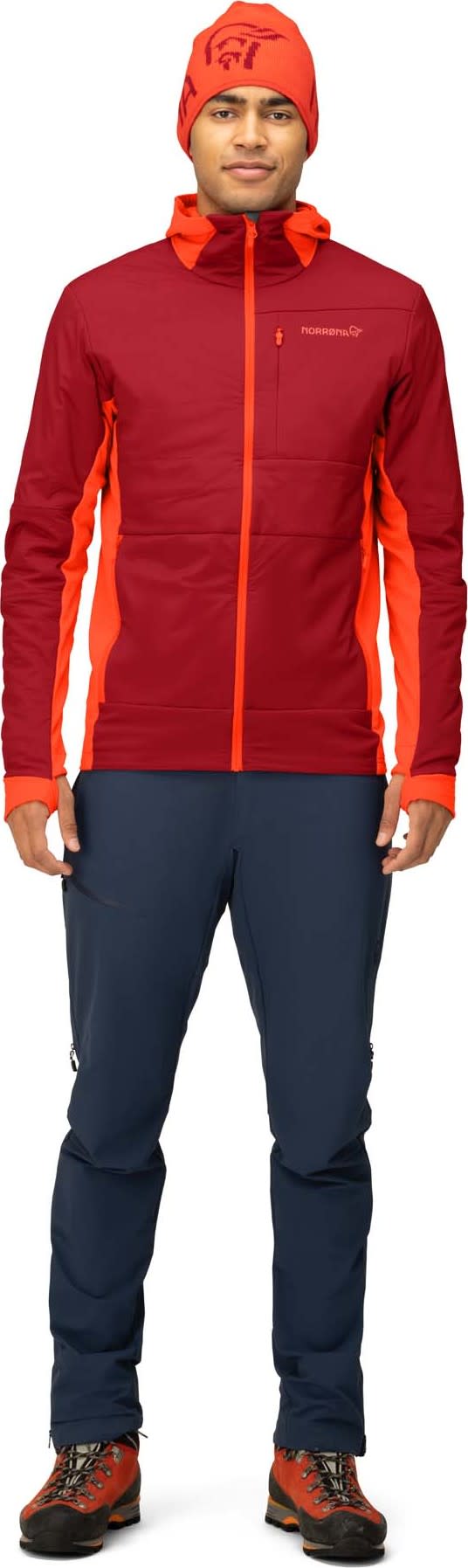 Norrøna Men's Falketind Alpha90 Insulated Zip Hood Arednalin/Rhubarb Norrøna