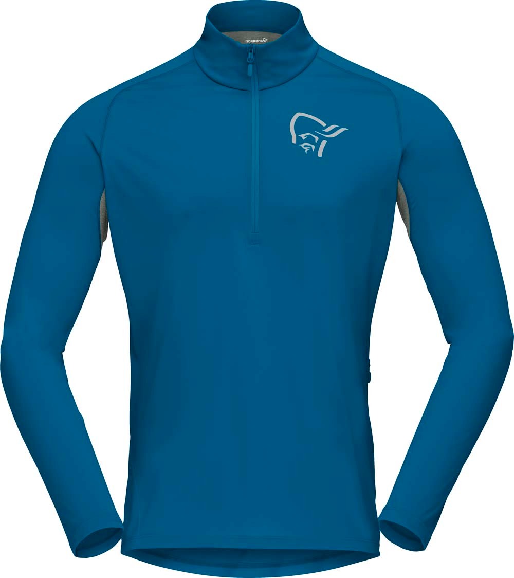 Norrøna Men’s Fjørå Equaliser Long Sleeve Zip Top Mykonos Blue/Castor Grey