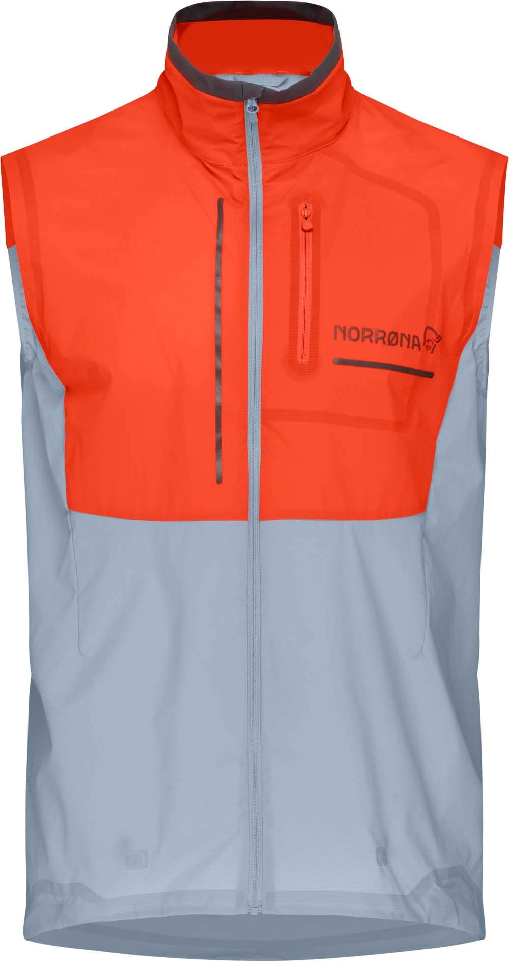 Norrøna Men’s Senja Aero90 Vest Arednalin/Blue Fog