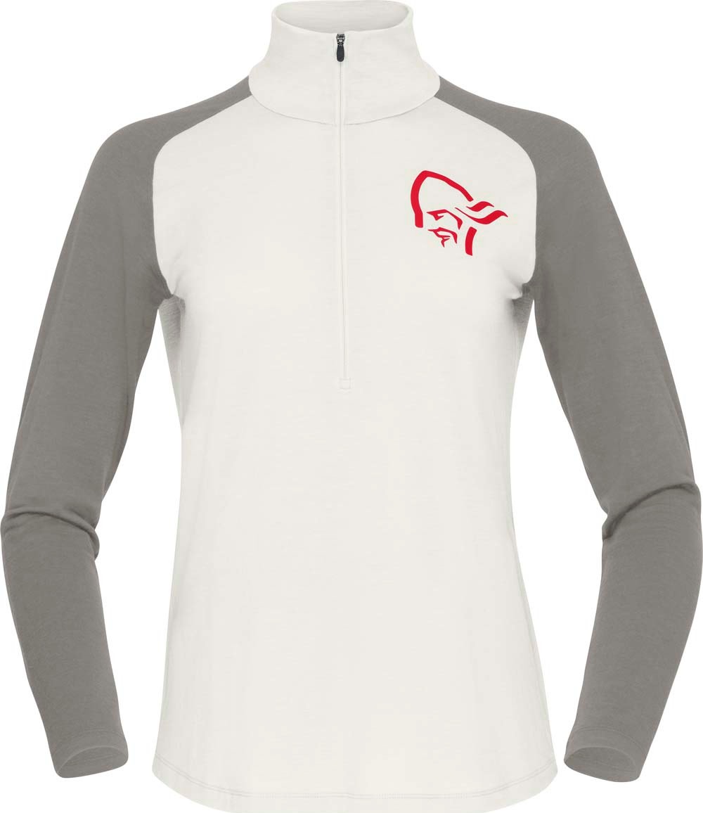 Women’s Norrøna Pureull Zip Neck Snowdrop/Castor Grey