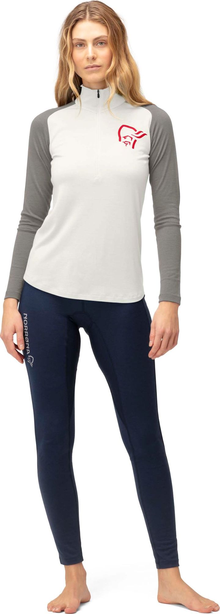 Norrøna Women's Norrøna Pureull Zip Neck Snowdrop/Castor Grey Norrøna