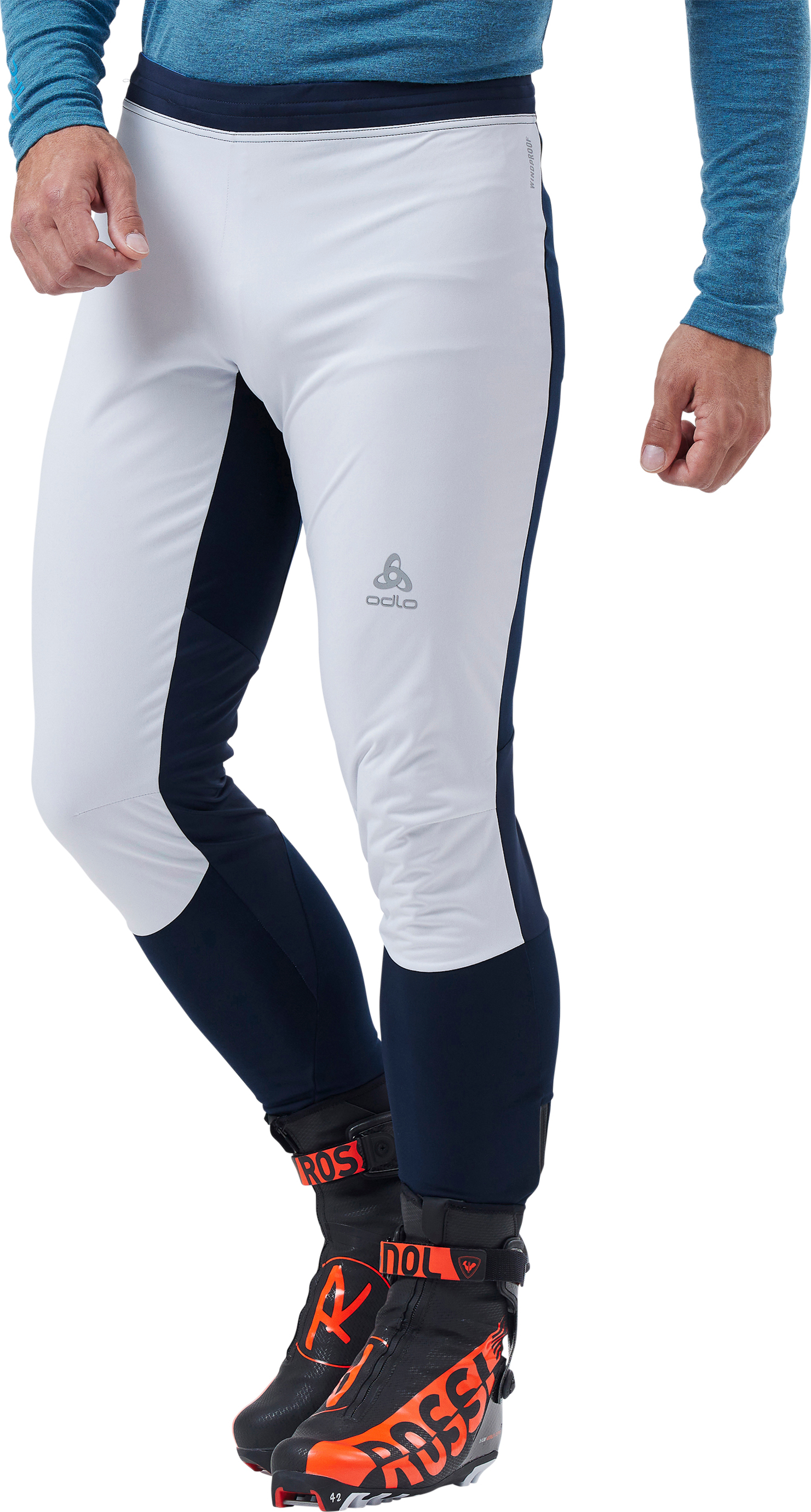 ODLO-PANTS LANGNES W DARK SAPPHIRE - WHITE - Cross-country ski leggings