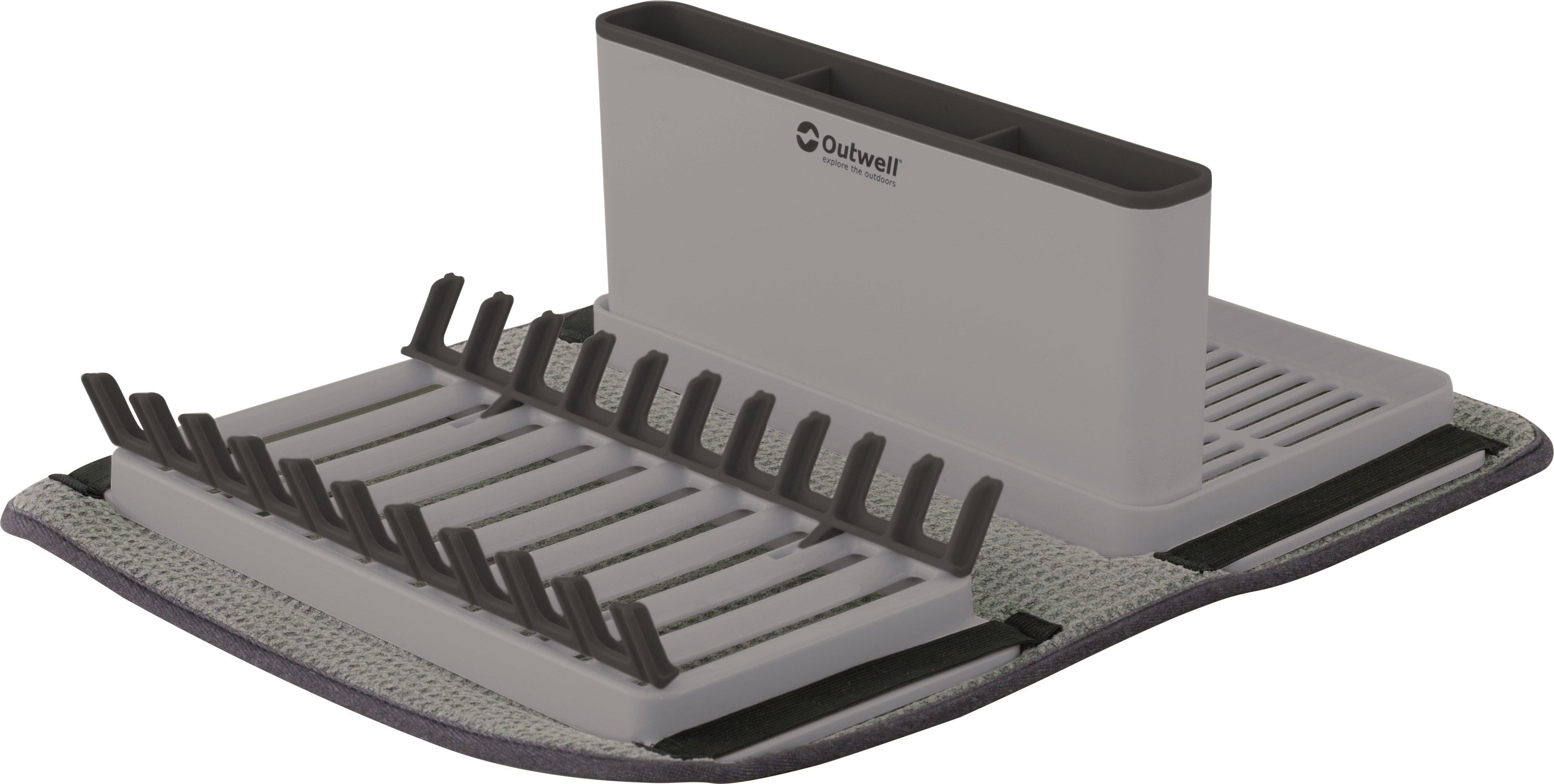 Dunton Foldable Dish Rack With Sponge Drain Grey