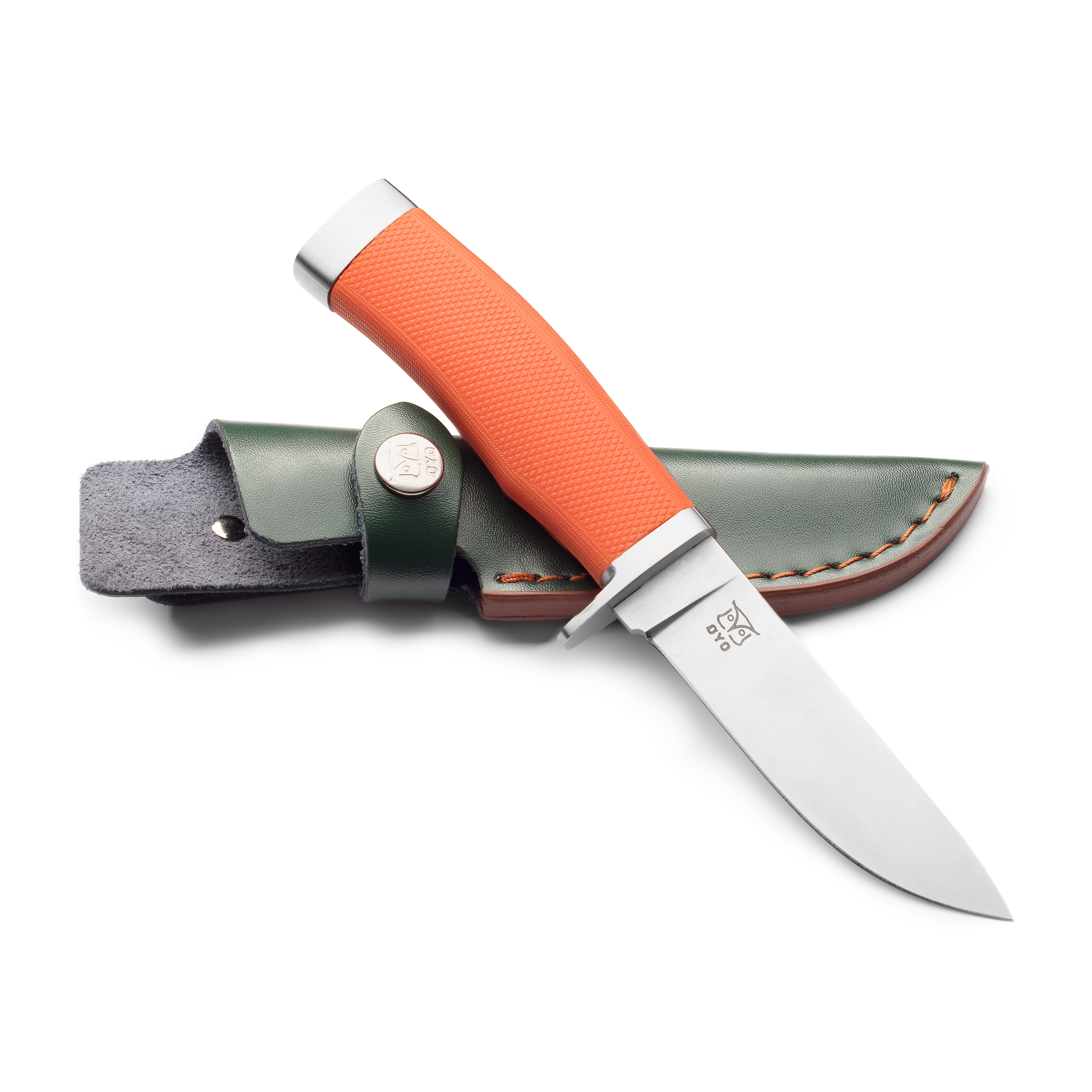 Øyo Finnskogen Knife with Leather Sheath Orange/Green