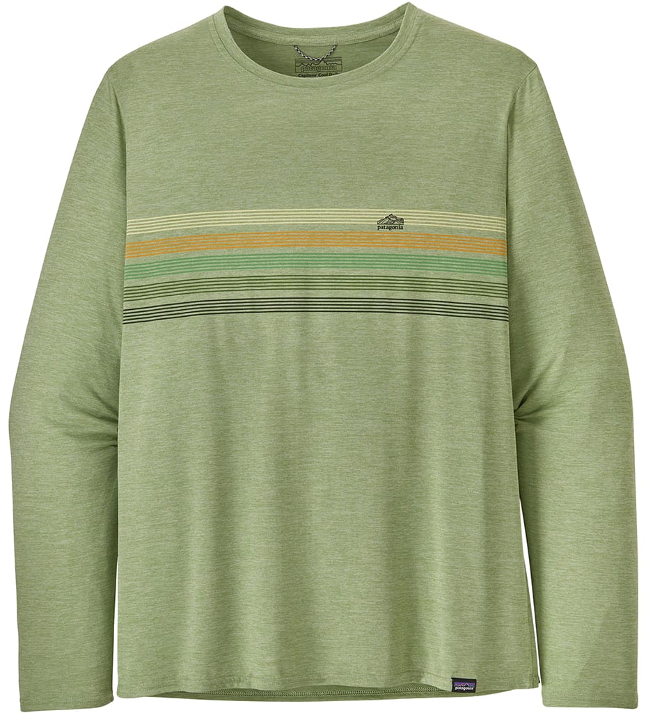 Patagonia M's L/S Cap Cool Daily Graphic Shirt Line Logo Ridge Stripe: Salvia Green X-Dye