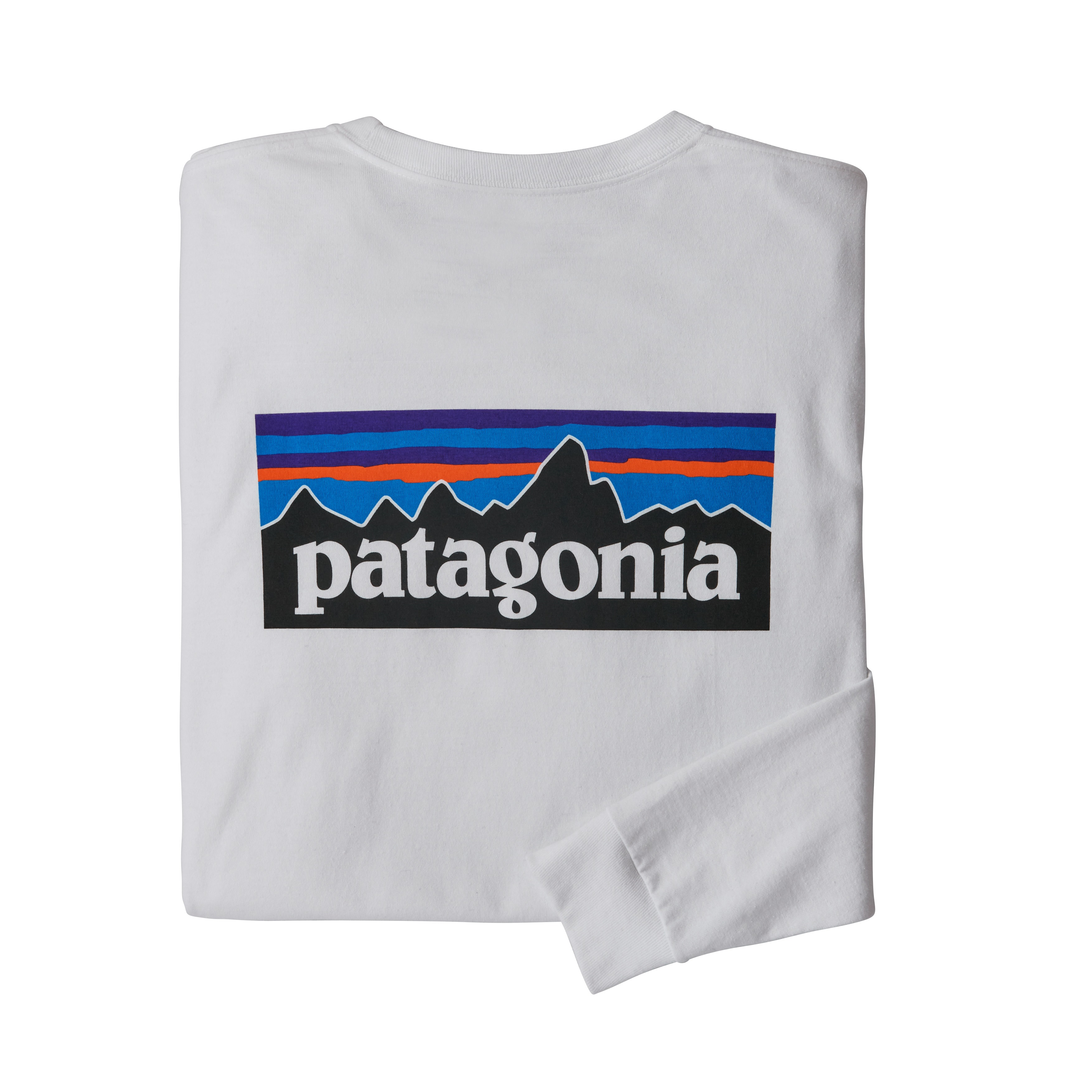 Patagonia Men’s Longsleeve P-6 Logo Responsibili-Tee White