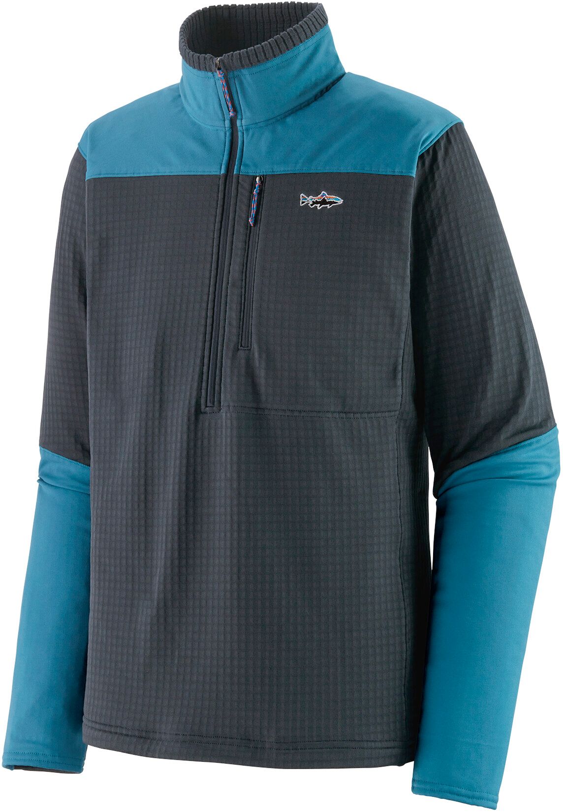 Patagonia M's L/S R1 Fitz Roy 1/4 Zip Pitch Blue