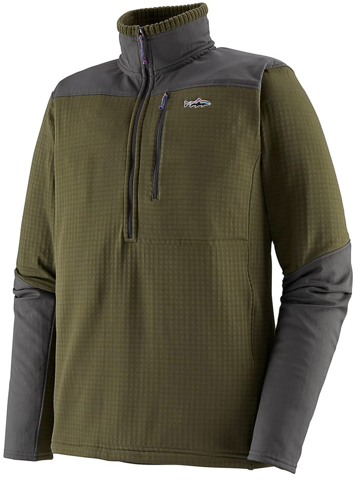 Patagonia M's L/S R1 Fitz Roy 1/4 Zip Basin Green Patagonia