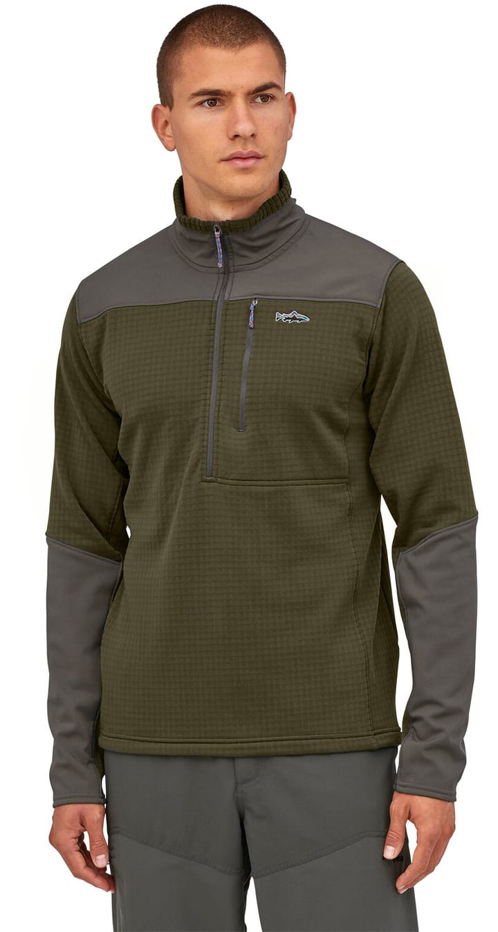 Patagonia M's L/S R1 Fitz Roy 1/4 Zip Basin Green Patagonia