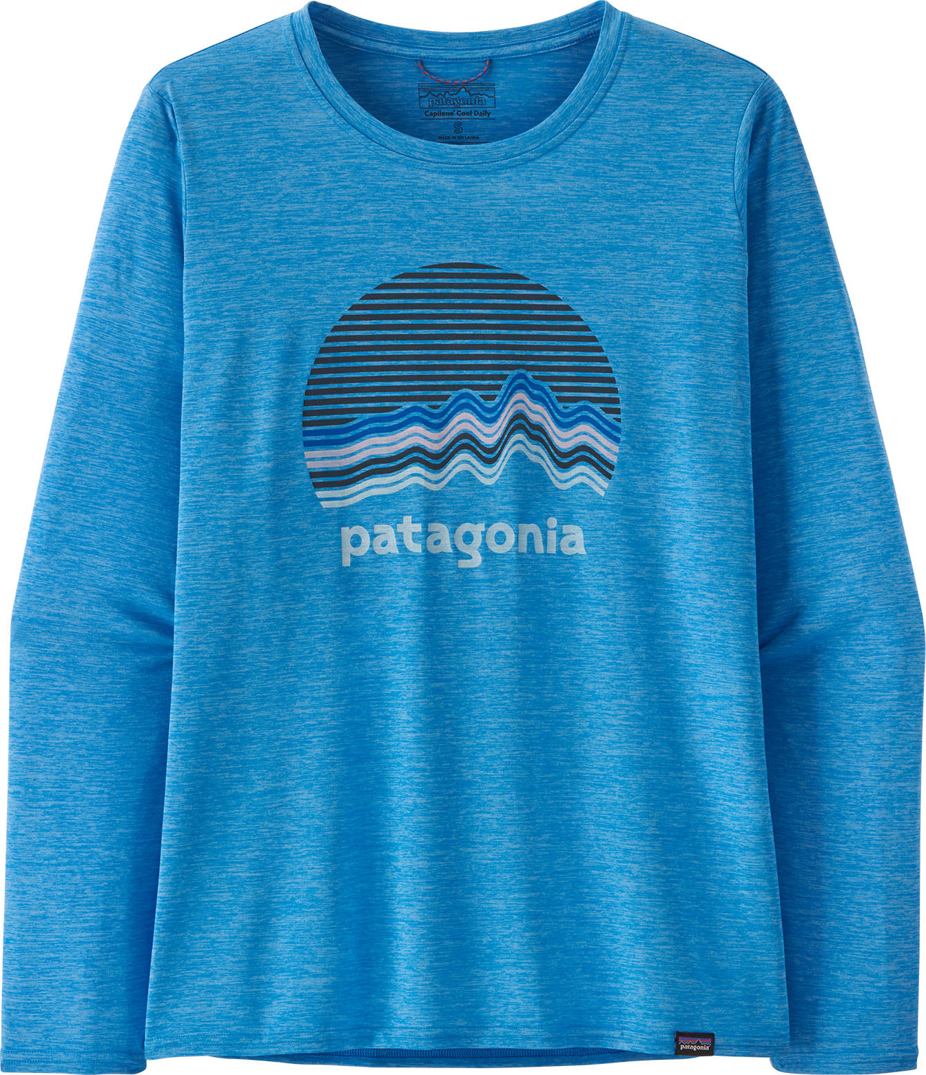 Patagonia Women’s Long Sleeve Cap Cool Daily Graphic Shirt Ridge Rise Moonlight: Vessel Blue X-Dye