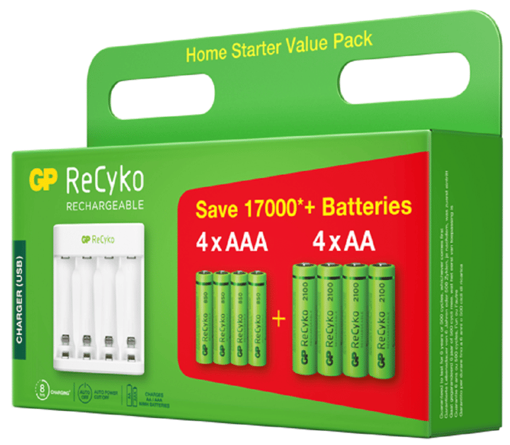 GP Batterier Gp Recyko E411 Charger 4x Aa 2100mah Og 4x Aaa 850mah Batterier GP Batterier