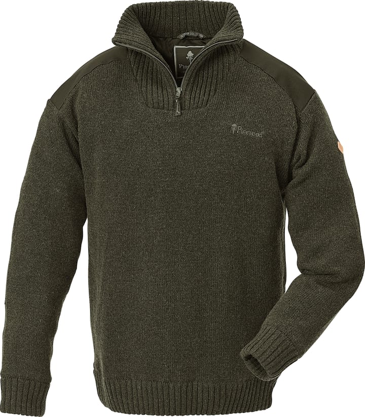 Pinewood Men's Hurricane Sweater Dark Green Melange Pinewood