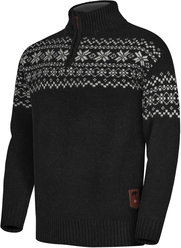 Gridarmor Men's Snøkrystall Half Zip Ullgenser Black/White Gridarmor