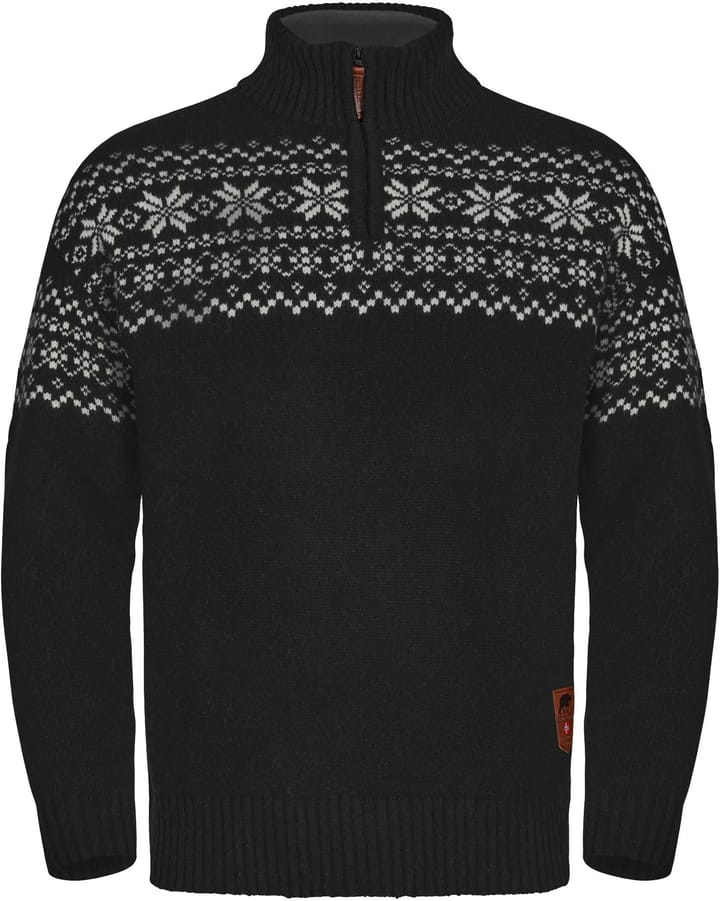 Gridarmor Men's Snøkrystall Half Zip Ullgenser Black/White Gridarmor