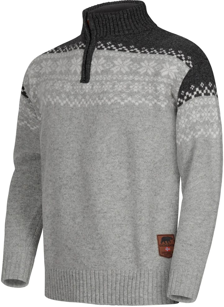 Gridarmor Men's Snøkrystall Half Zip Ullgenser Light Grey/Dark Grey/White Gridarmor