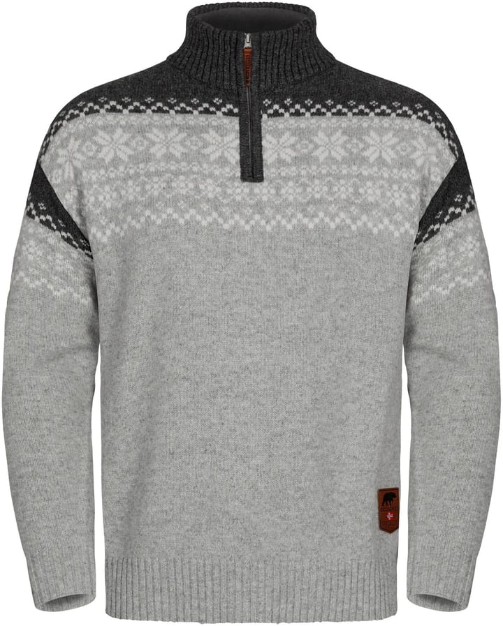 Gridarmor Men's Snøkrystall Half Zip Ullgenser Light Grey/Dark Grey/White Gridarmor