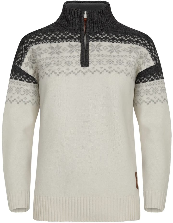 Gridarmor Women's Snøkrystall Half Zip Ullgenser White/Dark Grey/Light Grey Gridarmor