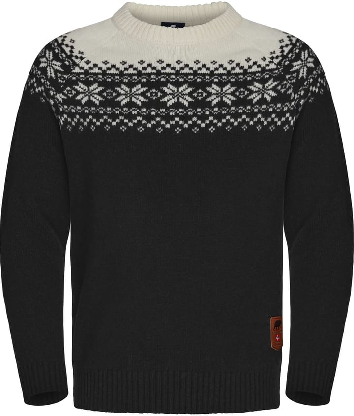 Gridarmor Men's Snøkrystall Round Neck Ullgenser Black/White Gridarmor