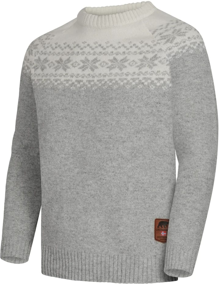 Gridarmor Men's Snøkrystall Round Neck Ullgenser Light Grey/White Gridarmor