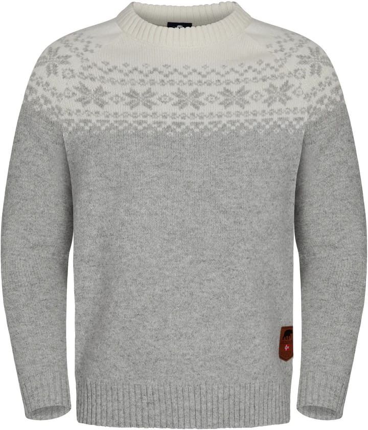 Gridarmor Men's Snøkrystall Round Neck Ullgenser Light Grey/White Gridarmor