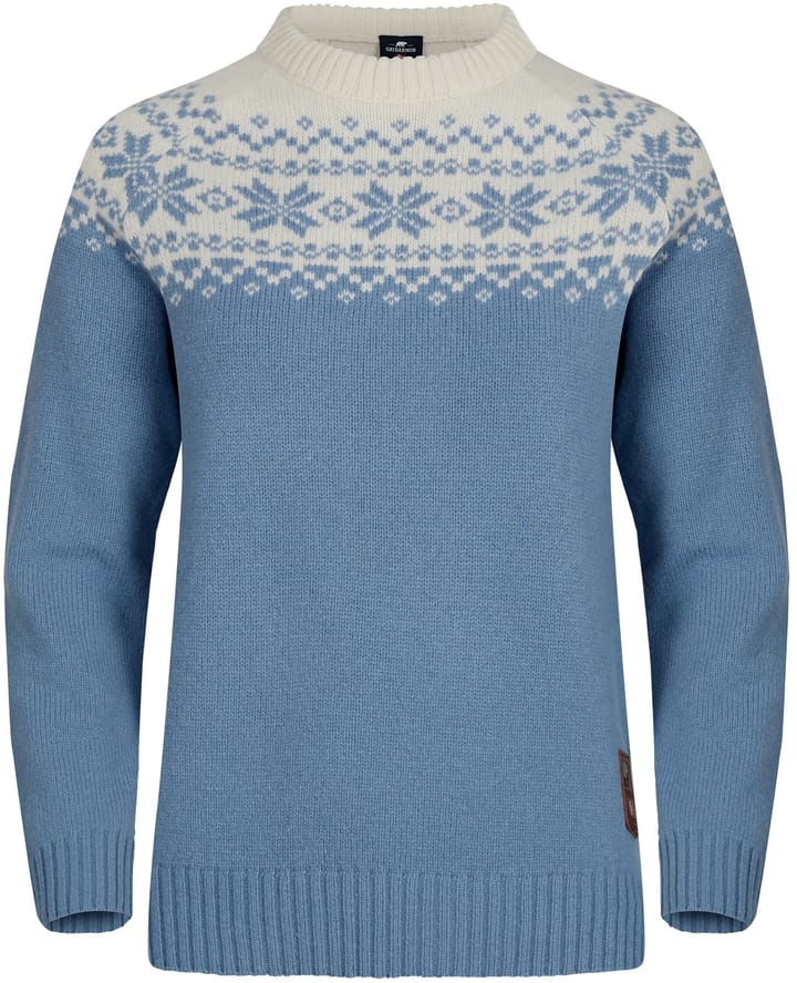 Gridarmor Women’s Snøkrystall Round Neck Ullgenser Light Blue/White Gridarmor