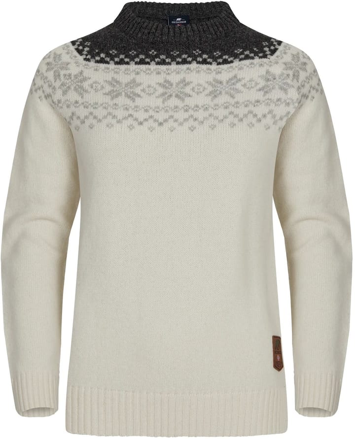 Gridarmor Women’s Snøkrystall Round Neck Ullgenser White/Dark Grey/Light Grey Gridarmor