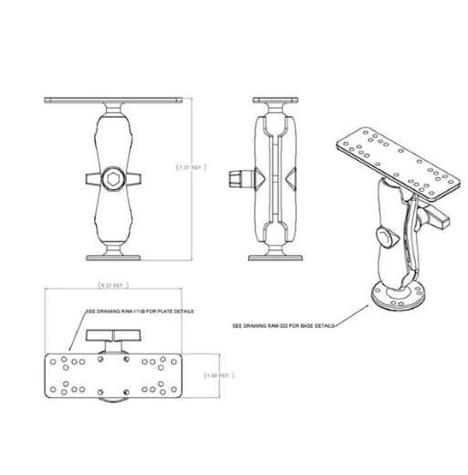 RAM Mounts Ram Mounts Universal Electronic Mount C-Kule 6 1/4 X 2 Ekkolodd 5-7'' RAM Mounts