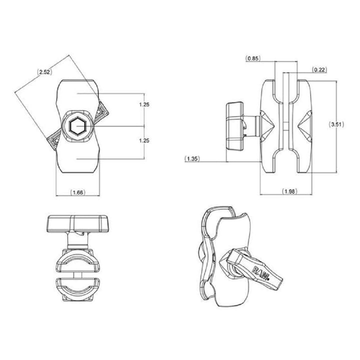 RAM Mounts Ram Double Socket Arm - Size Short Kort Dobbel-Socket Arm I Kulestørrelse C RAM Mounts