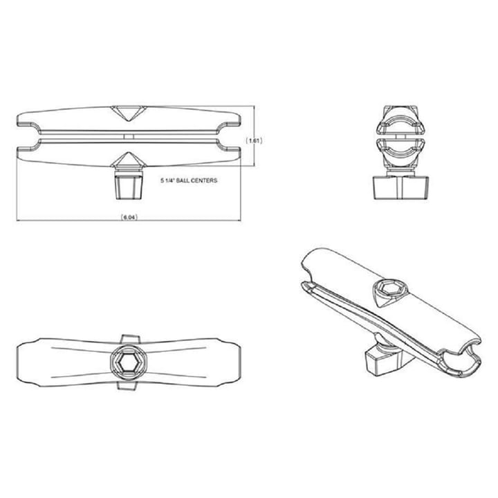 RAM Mounts Ram Double Socket Arm - B Size Long Lang Arm For Kulefester I Størrelse B RAM Mounts