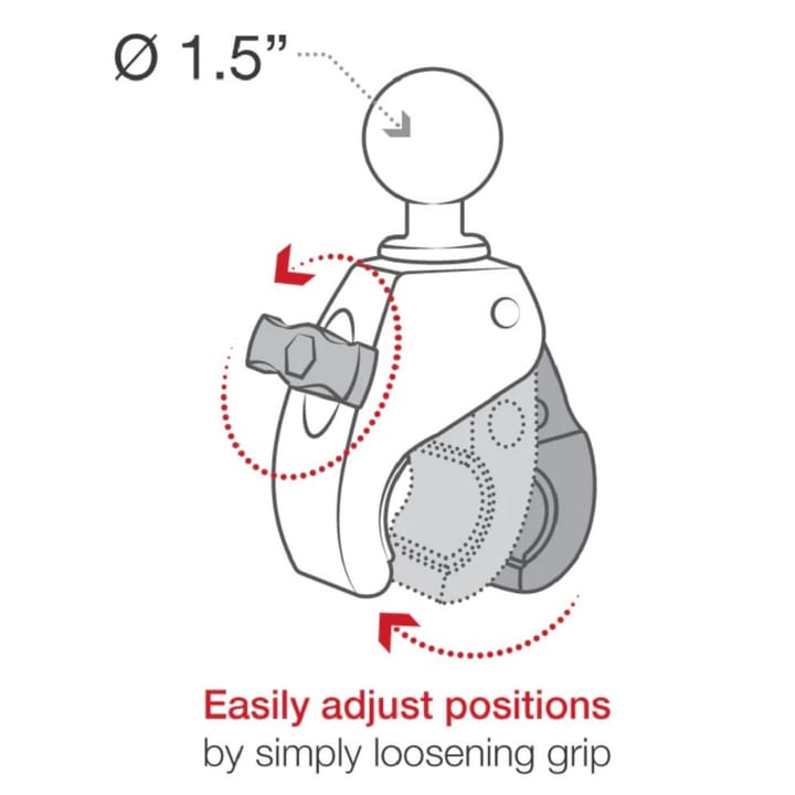 RAM Mounts Ram Tough-Claw Small Clamp Ball Base Ram Small Klypefeste Til Rør Med C-Kule RAM Mounts
