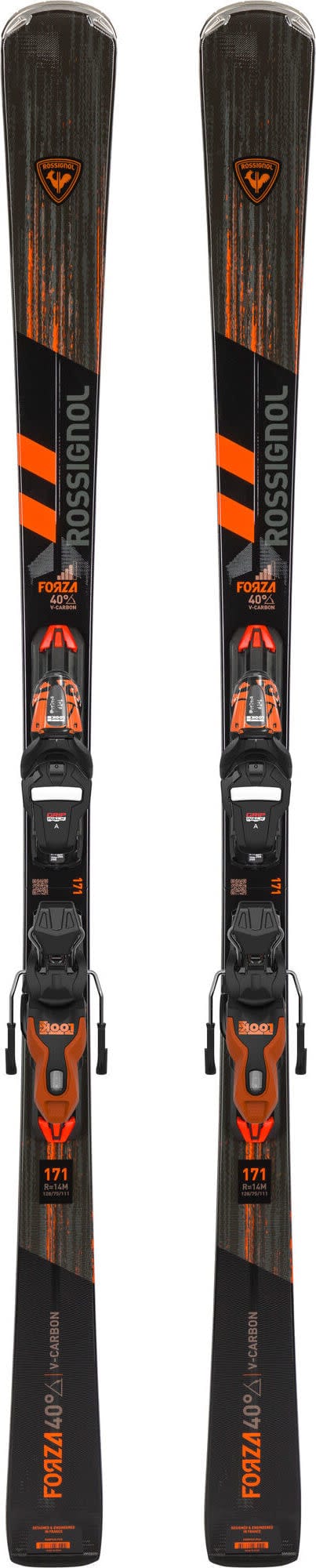 Rossignol Men's On Piste Skis Forza 40D V-CA Retail + Xpress 11 GW B83 Black Orange Black/Orange Rossignol