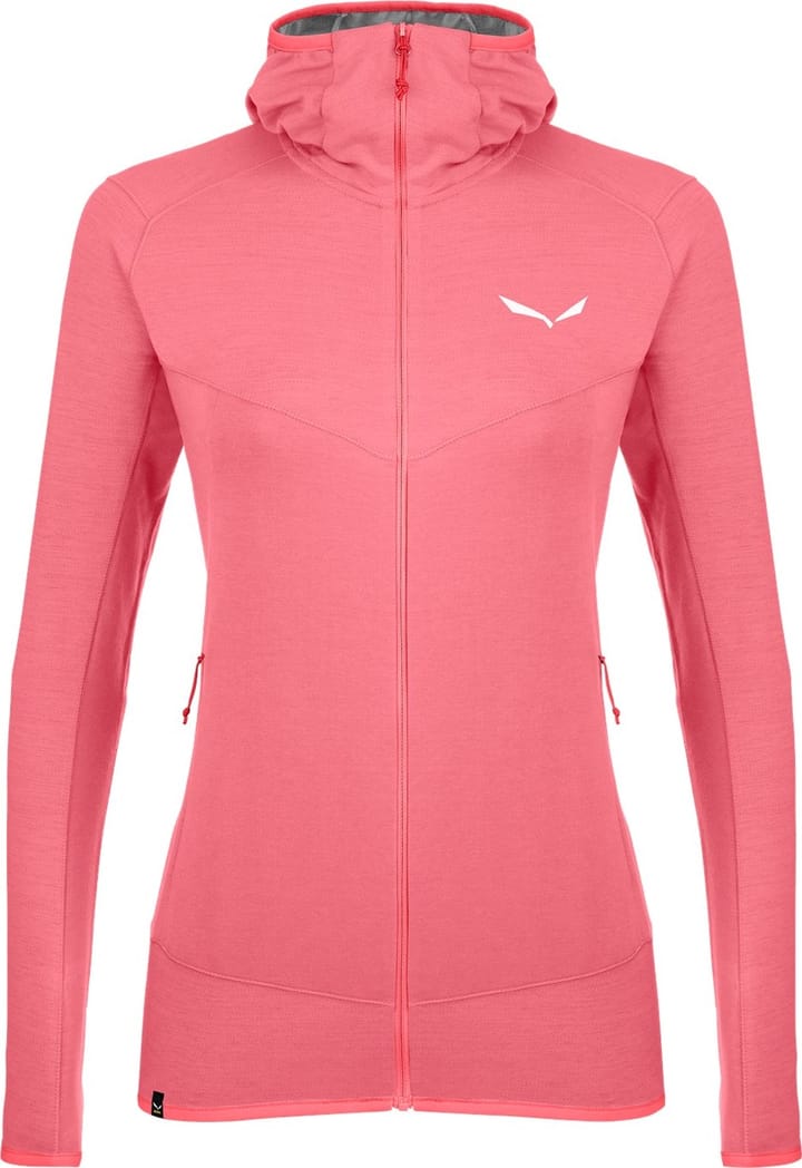 Salewa Women's Light Micro Polarlite Full Zip Hooded Jacket Calypso Coral Mel Salewa