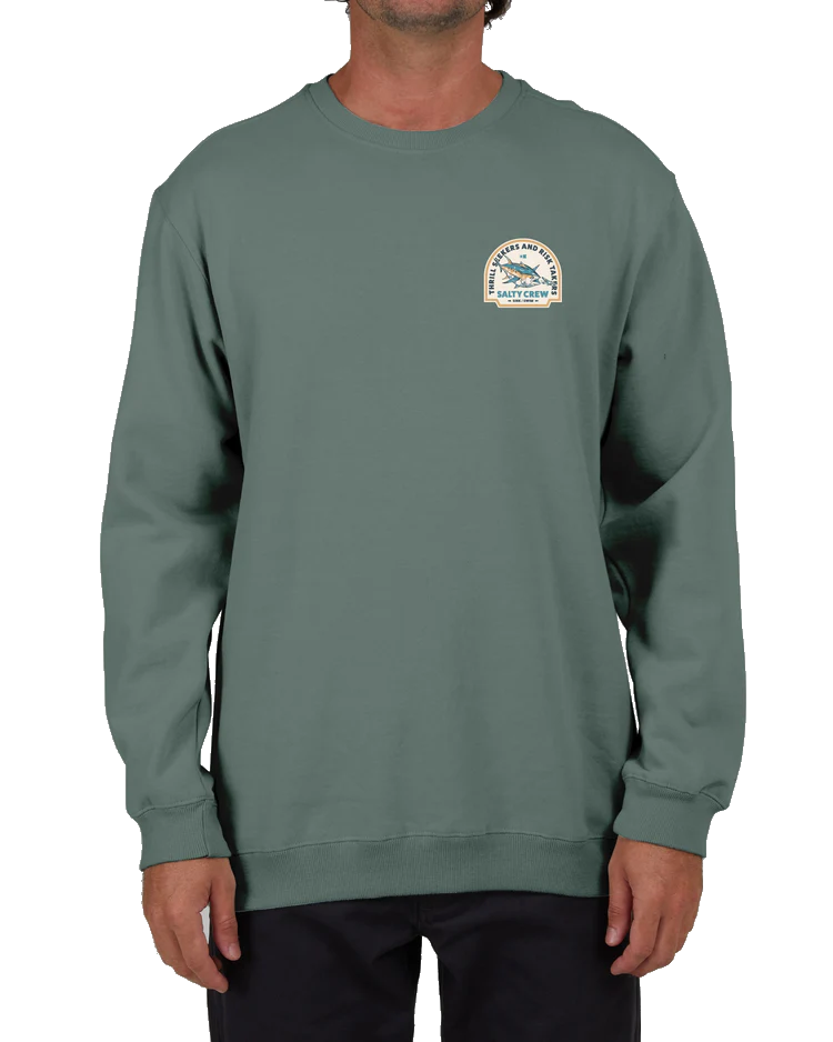 Salty Crew Men’s Chaser Vintage Crew Fleece Pigment Moss