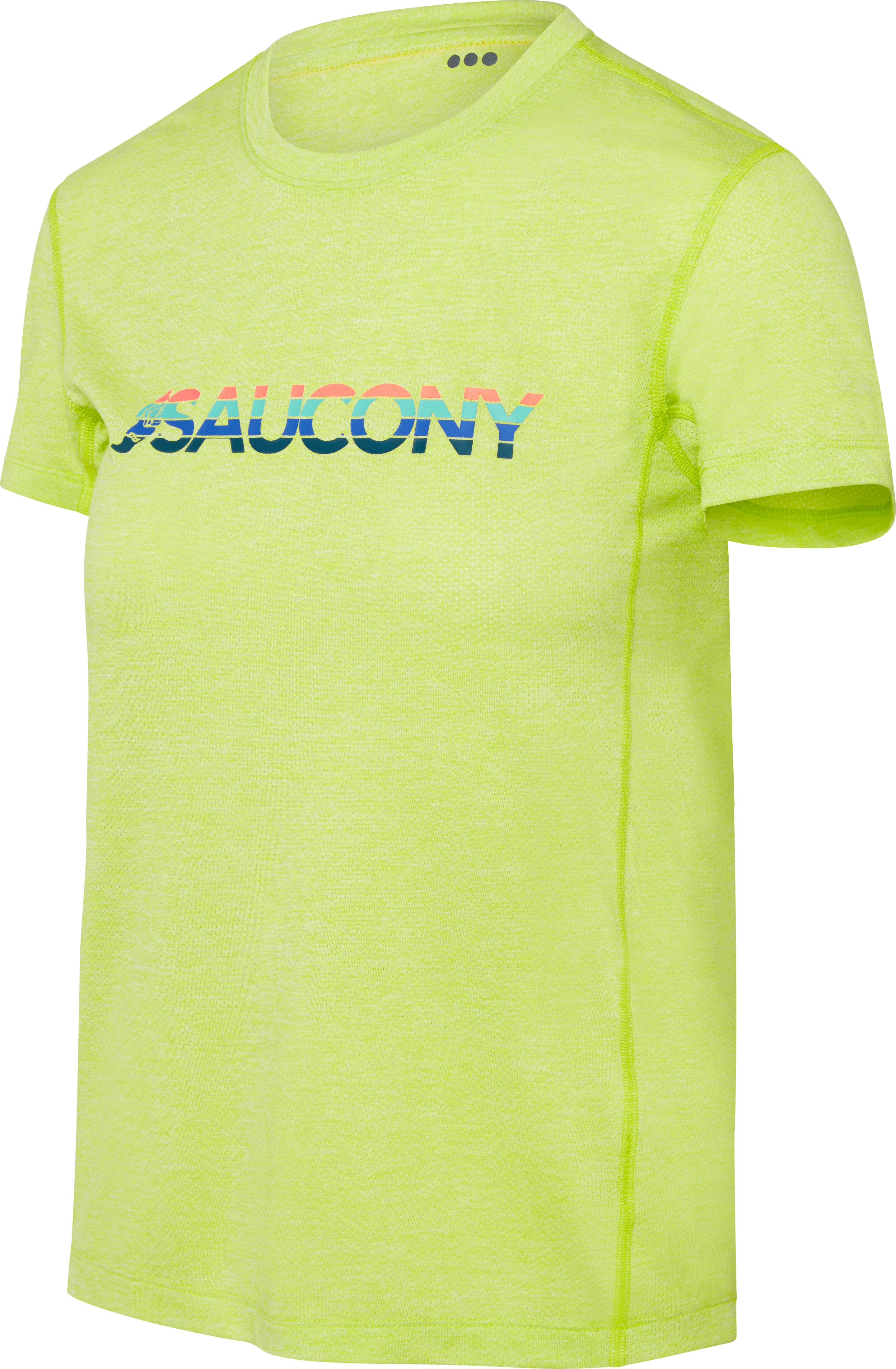 Saucony Women’s Stopwatch Graphic Short Sleeve Acid Lime Heather