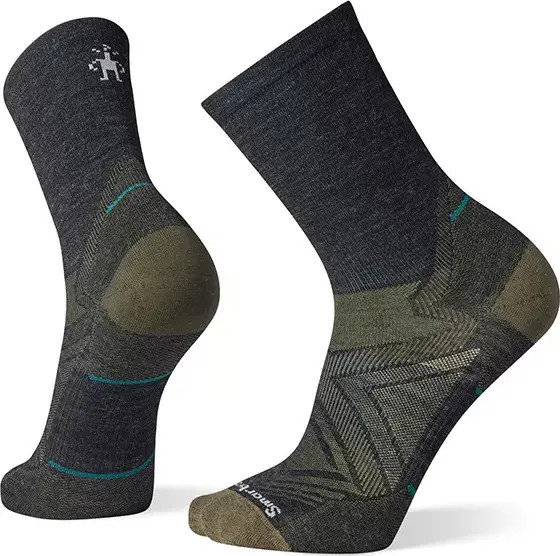 Smartwool Men’s Run Zero Cushion Mid Crew Socks Charcoal