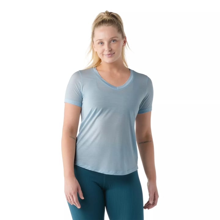 Smartwool Women's Merino Sport Ultralite V-Neck Short Sleeve Winter Sky Smartwool