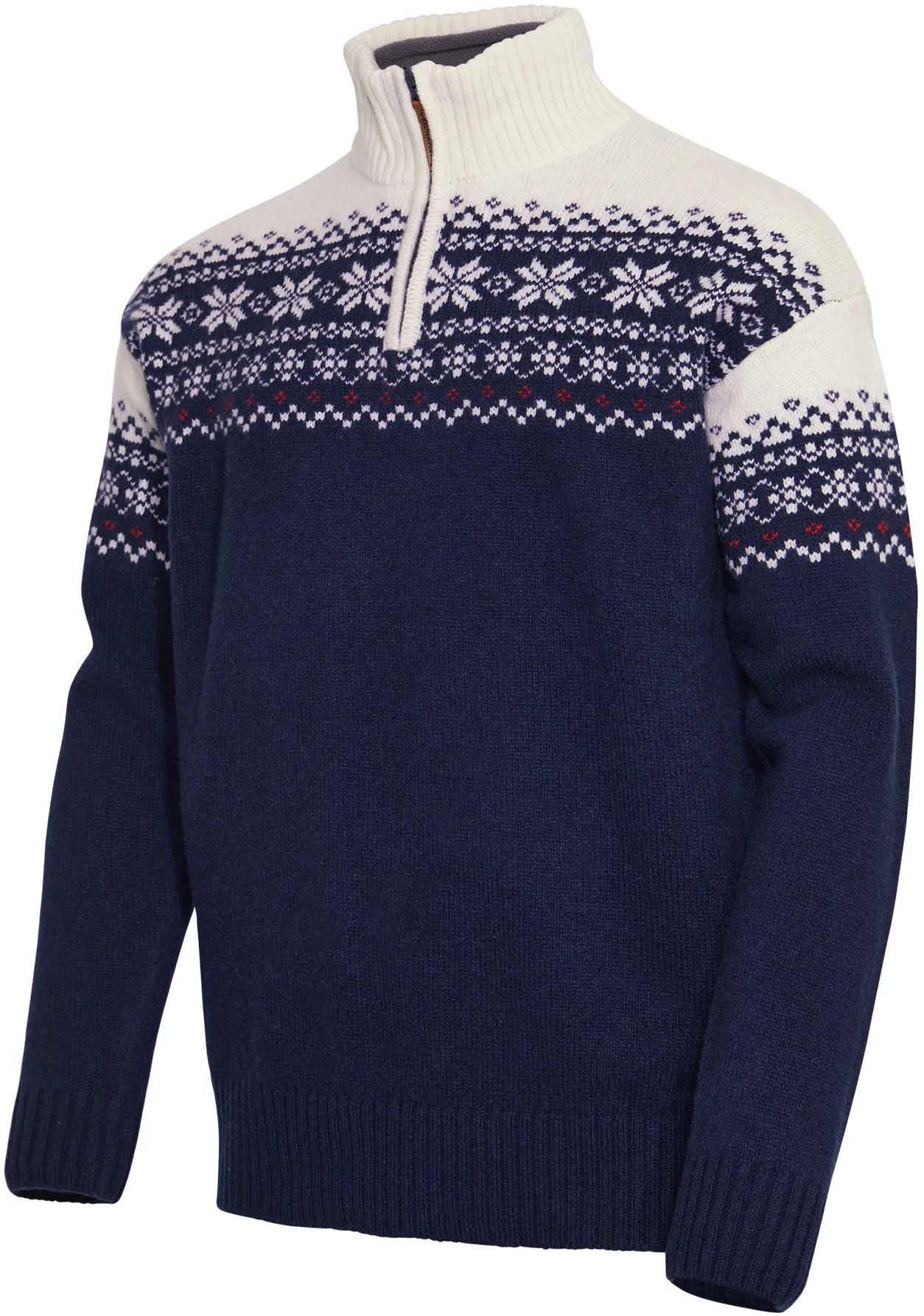 Gridarmor Men's Snøkrystall Half Zip Ullgenser Dark Navy/White/Red