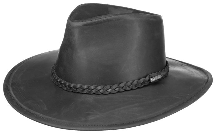 black hat leather